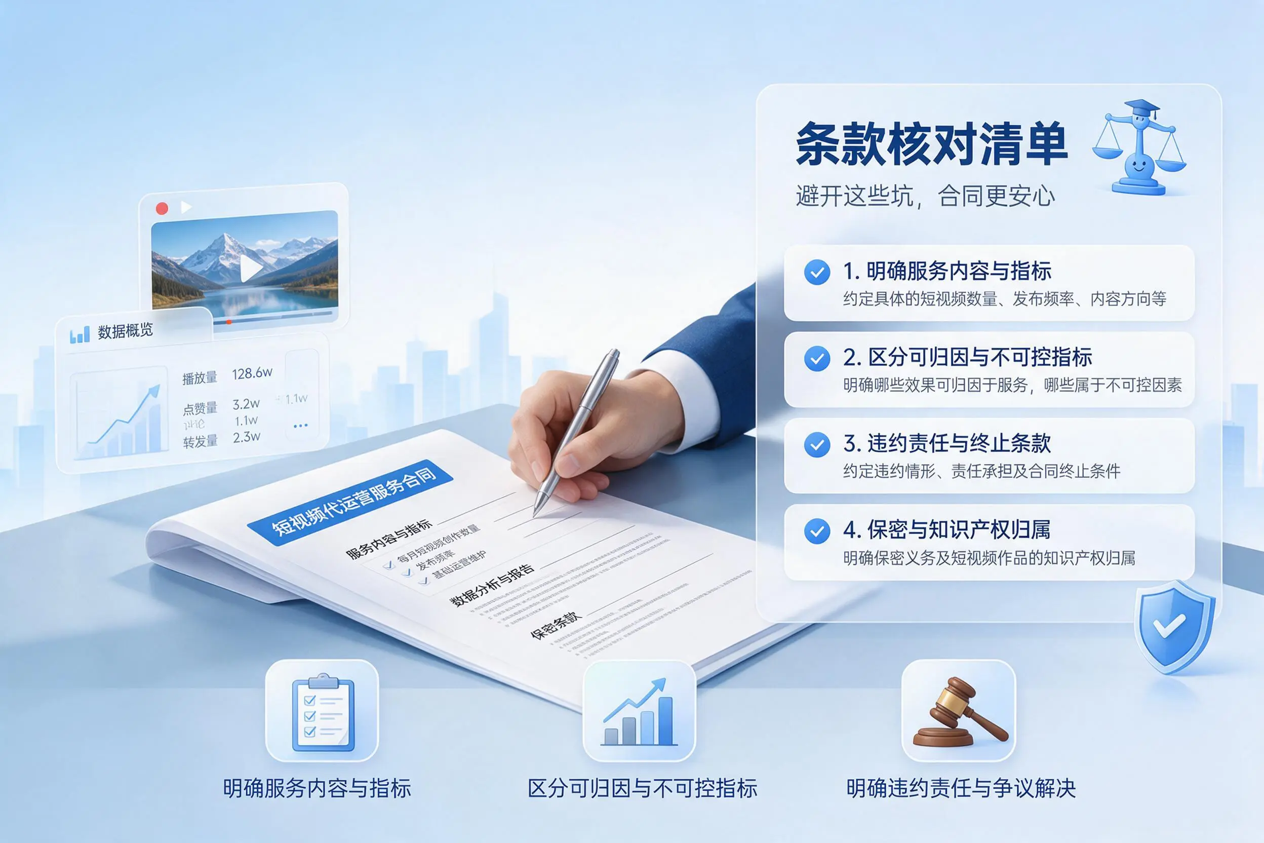 短视频代运营合同怎么签？东莞企业条款核对与避坑要点