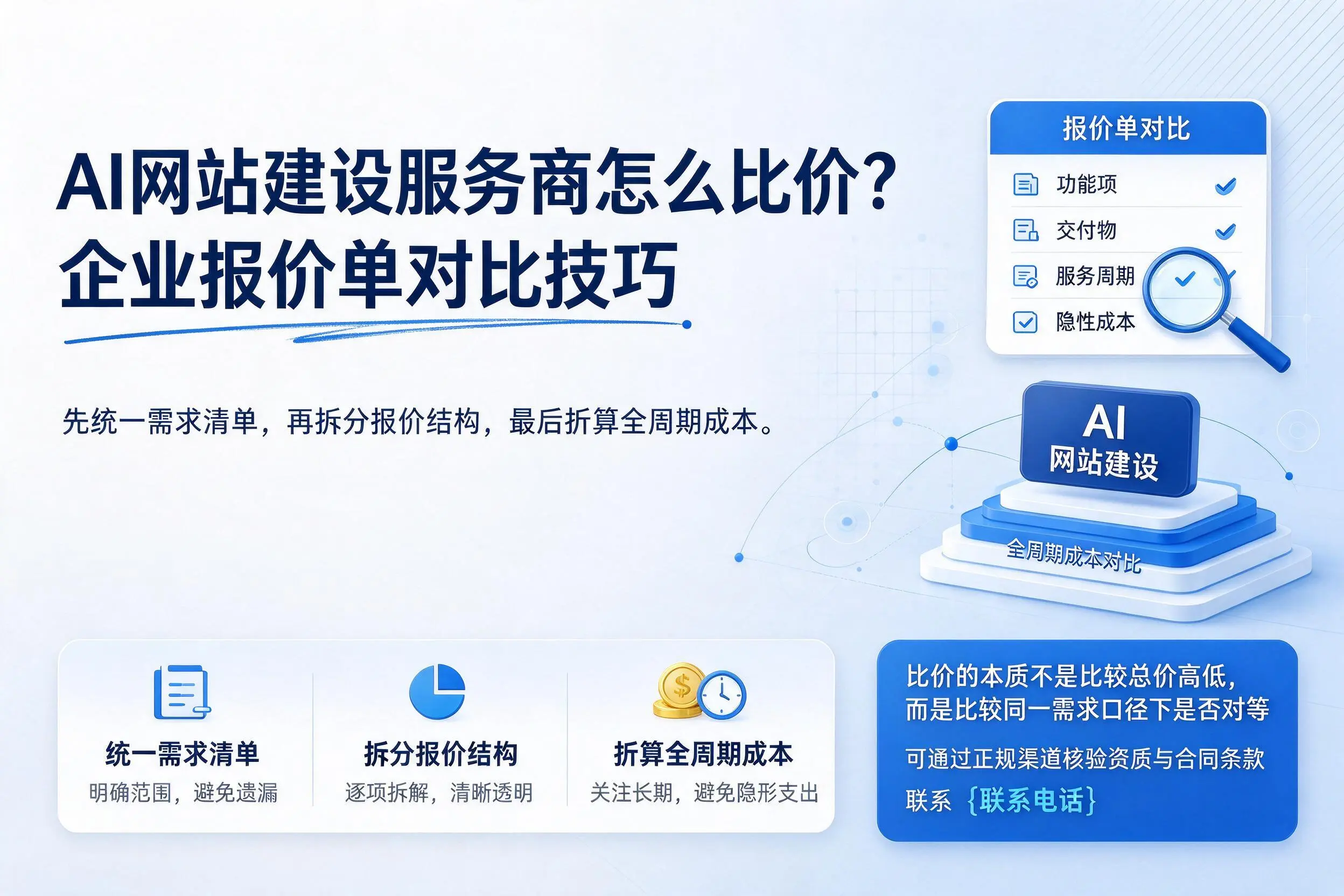 AI网站建设服务商怎么比价？东莞企业报价单对比技巧