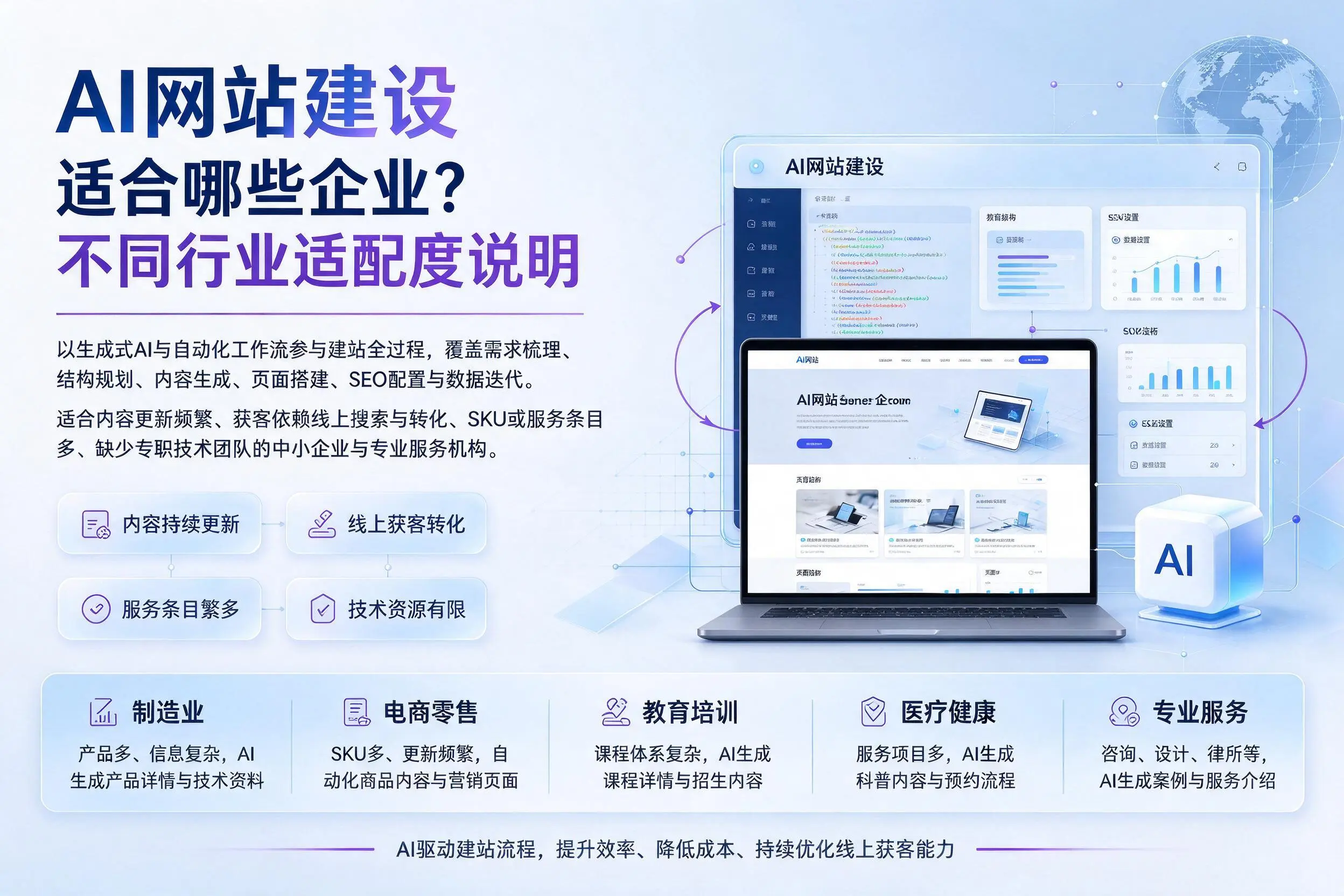 AI网站建设适合哪些企业?东莞不同行业适配度说明